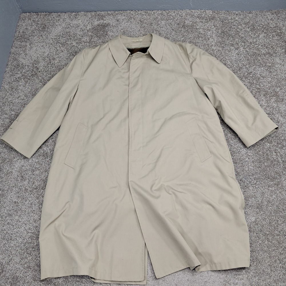 Raintamer Mens Vintage Tan Trench Coat Zip Out Faux Fur Liner Big Tall 50 T08-01